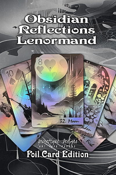 Obsidian Reflections Lenormand Foil Card Edition Poker-Sized Deck